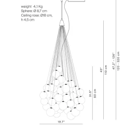 Luceplan Stochastic LED Sospensione, opalweiß