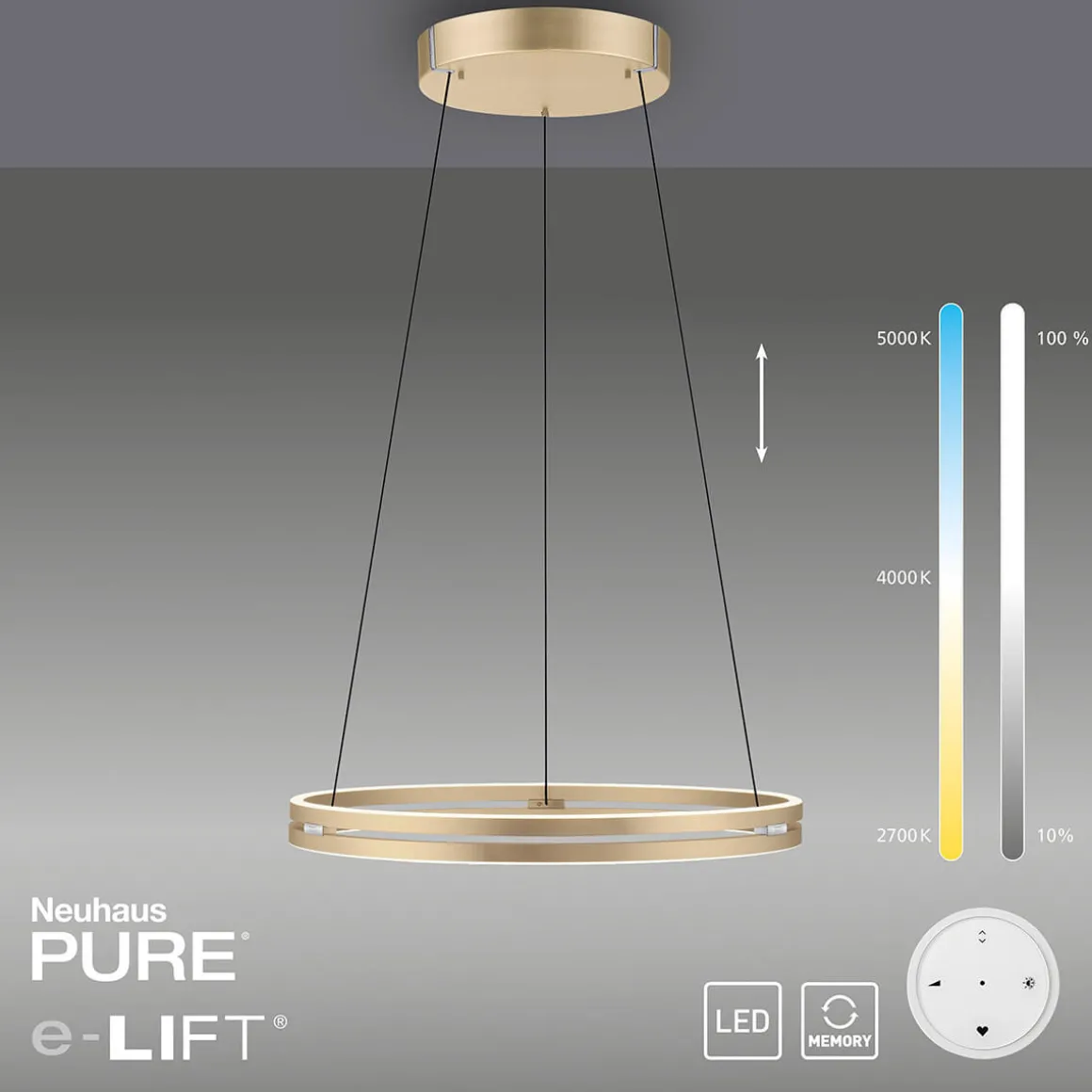 Neuhaus PURE by Paul Neuhaus PURE E-Loop LED Pendelleuchte mit e-LIFT und CCT