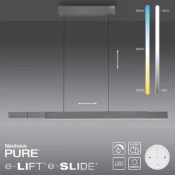 Neuhaus PURE by Paul Neuhaus PURE Moto-Rise LED Pendelleuchte mit e-SLIDE, e-LIFT und CCT