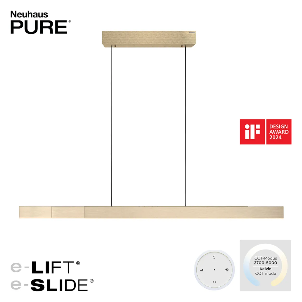 Neuhaus PURE by Paul Neuhaus PURE Moto-Rise LED Pendelleuchte mit e-SLIDE, e-LIFT und CCT