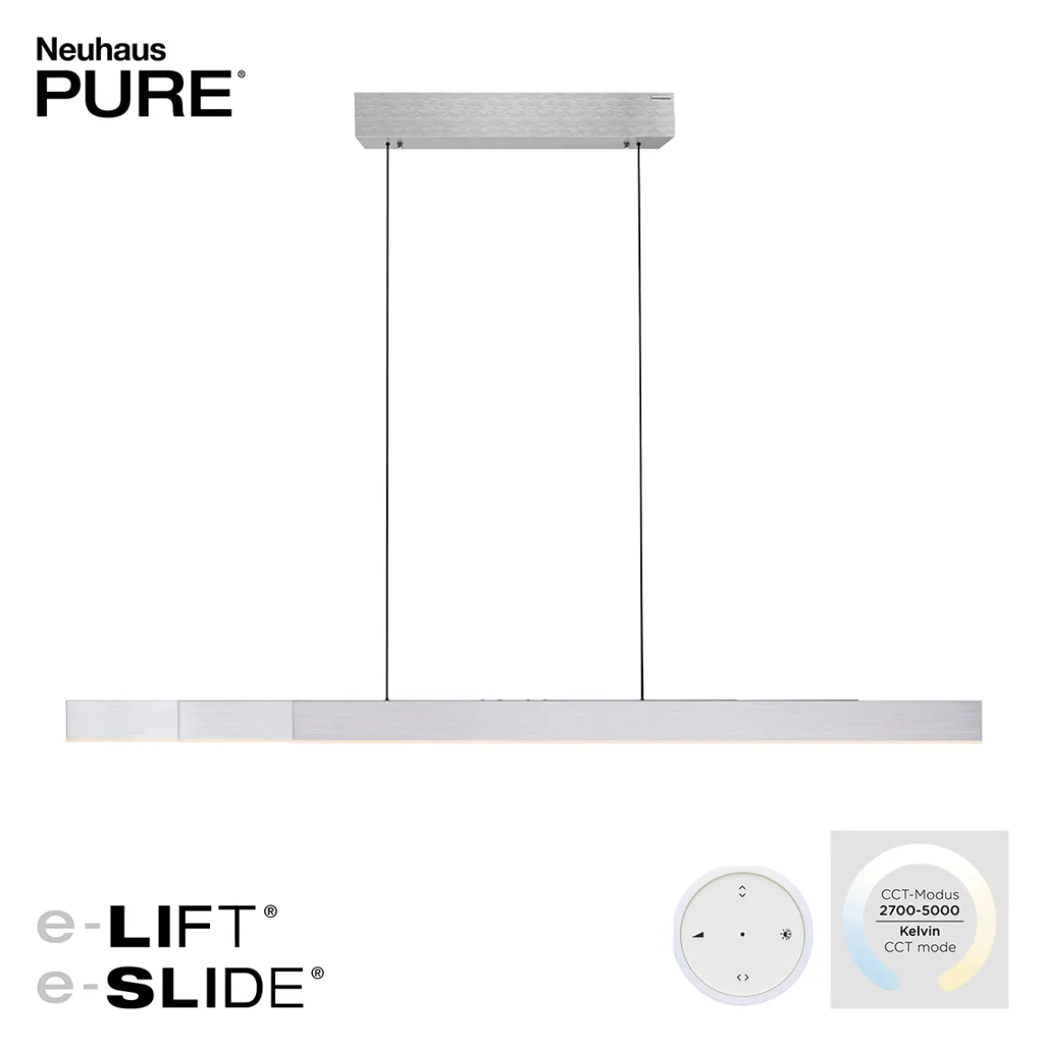 Neuhaus PURE by Paul Neuhaus PURE Moto-Rise LED Pendelleuchte mit e-SLIDE, e-LIFT und CCT