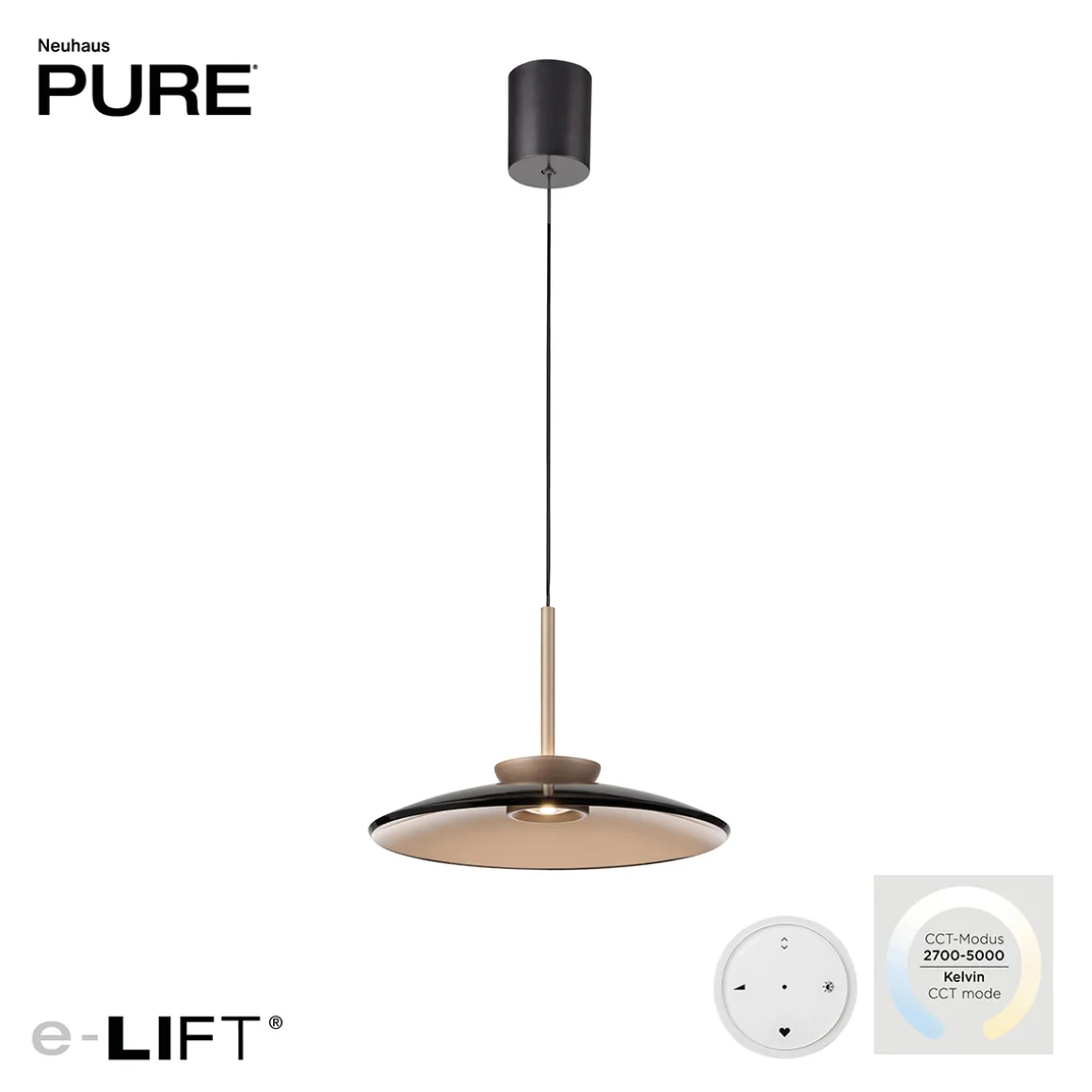Neuhaus PURE by Paul Neuhaus PURE E-Moon LED Pendelleuchte mit e-LIFT und CCT