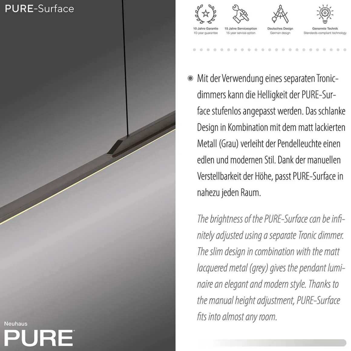 Neuhaus PURE by Paul Neuhaus PURE Surface LED Pendelleuchte