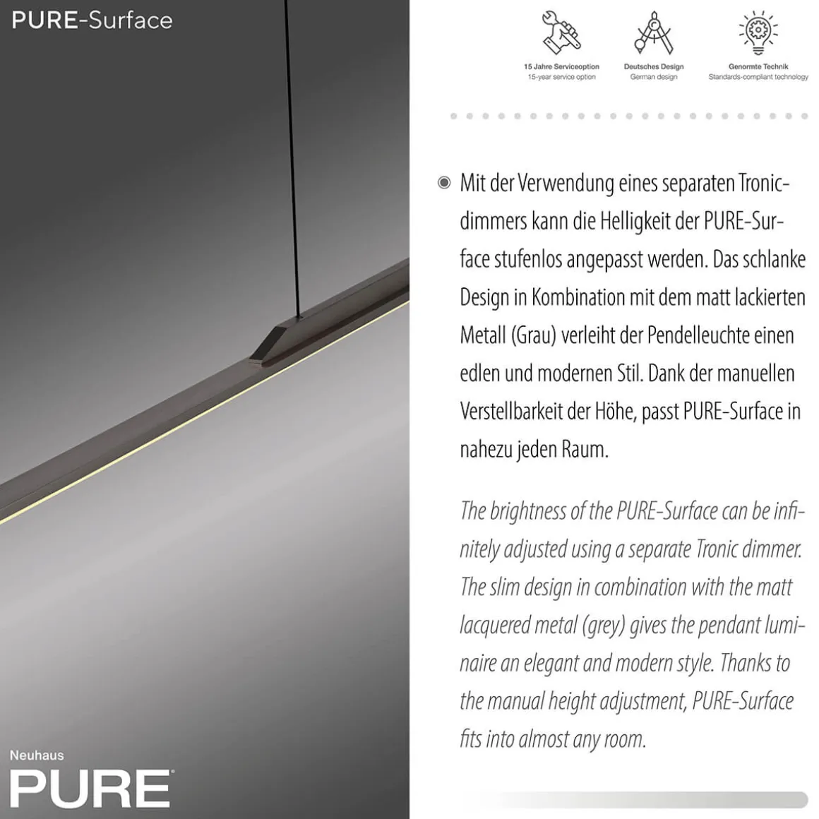 Neuhaus PURE by Paul Neuhaus PURE Surface LED Pendelleuchte