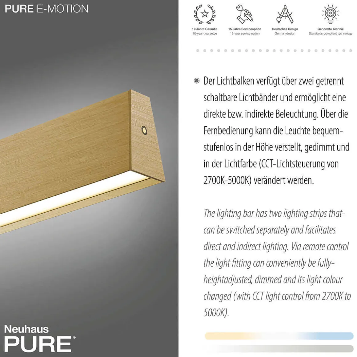 Neuhaus PURE by Paul Neuhaus PURE E-Motion LED Pendelleuchte mit e-LIFT und CCT