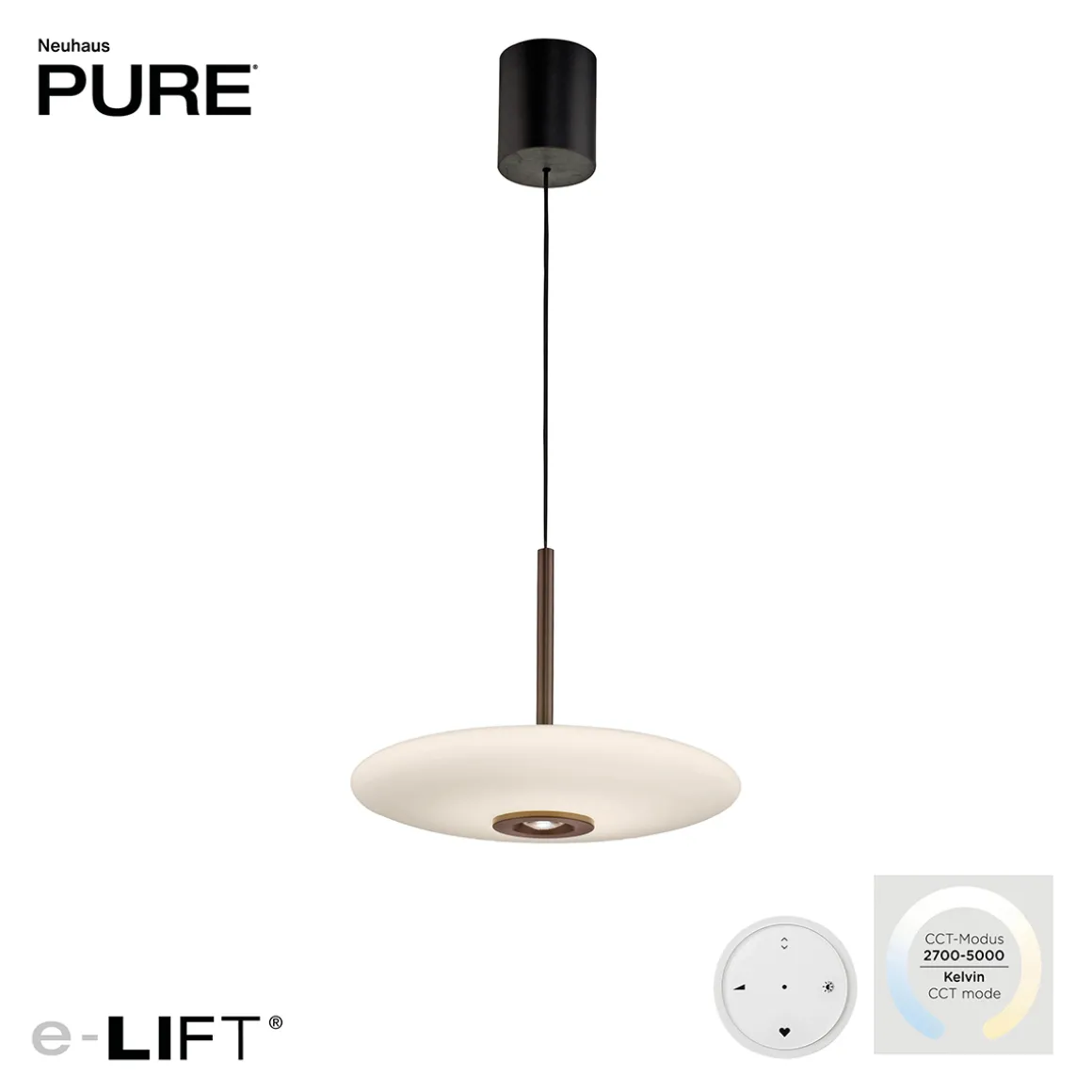 Neuhaus PURE by Paul Neuhaus PURE E-Vitrum LED Pendelleuchte mit e-LIFT und CCT