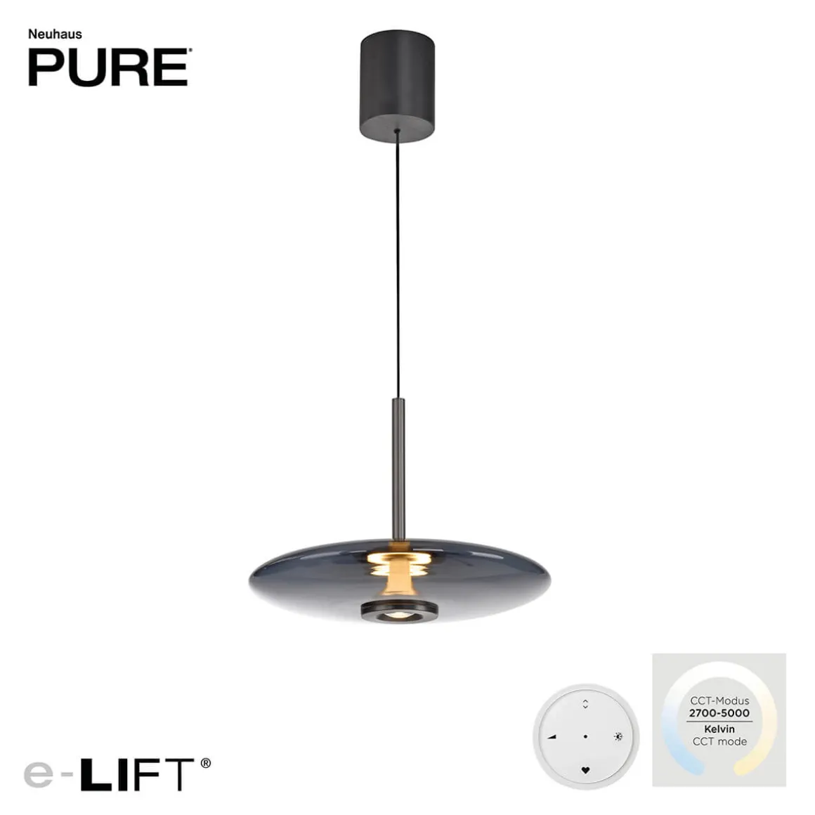 Neuhaus PURE by Paul Neuhaus PURE E-Vitrum LED Pendelleuchte mit e-LIFT und CCT