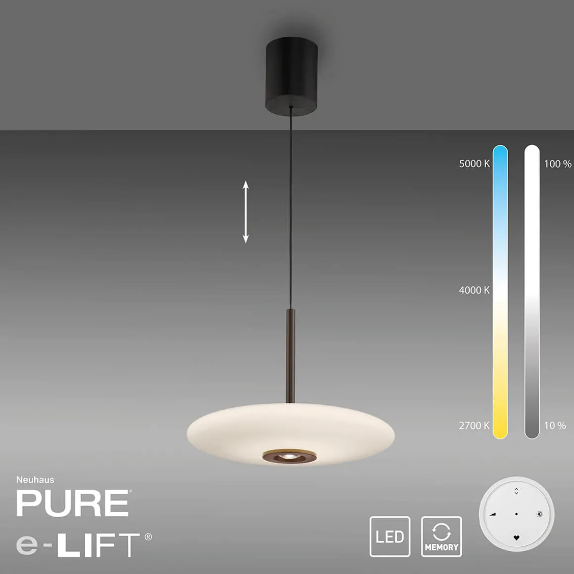 Neuhaus PURE by Paul Neuhaus PURE E-Vitrum LED Pendelleuchte mit e-LIFT und CCT