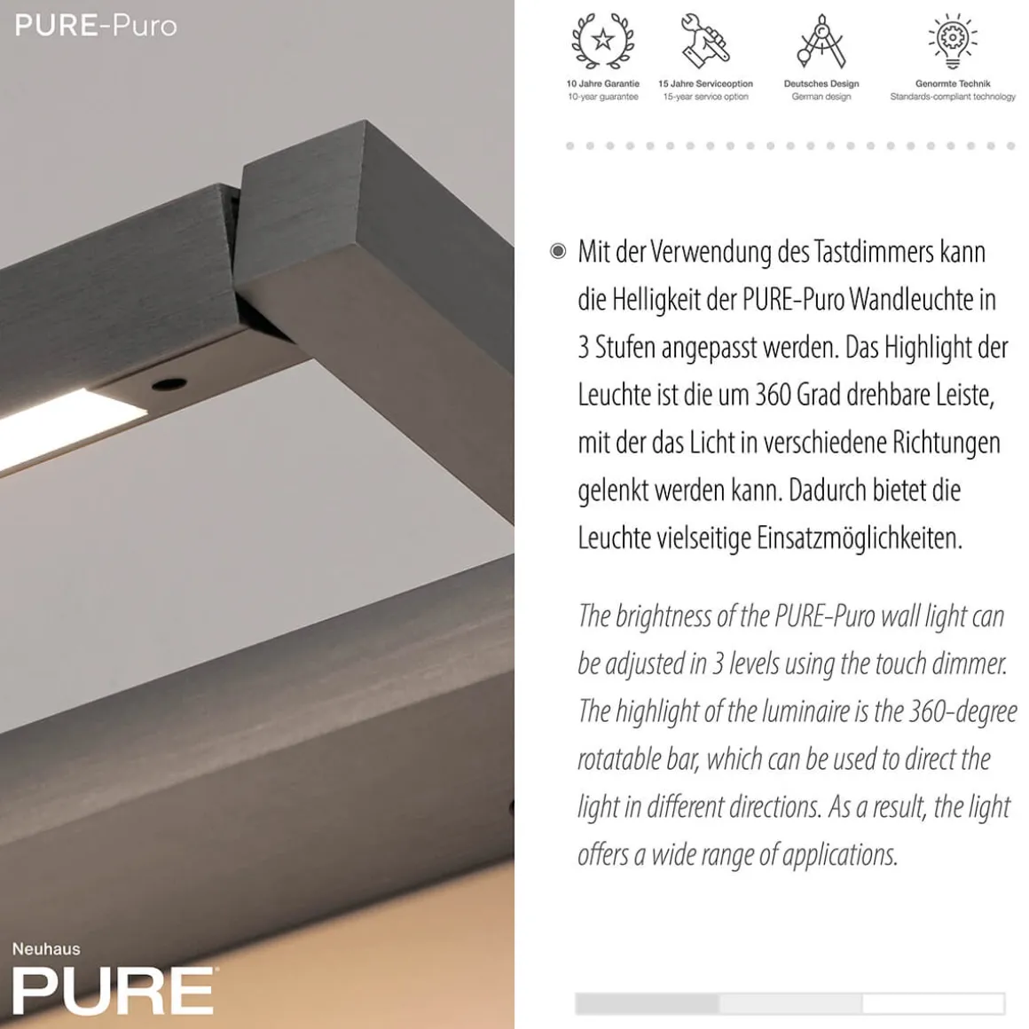 Neuhaus PURE by Paul Neuhaus PURE Puro LED Wandleuchte