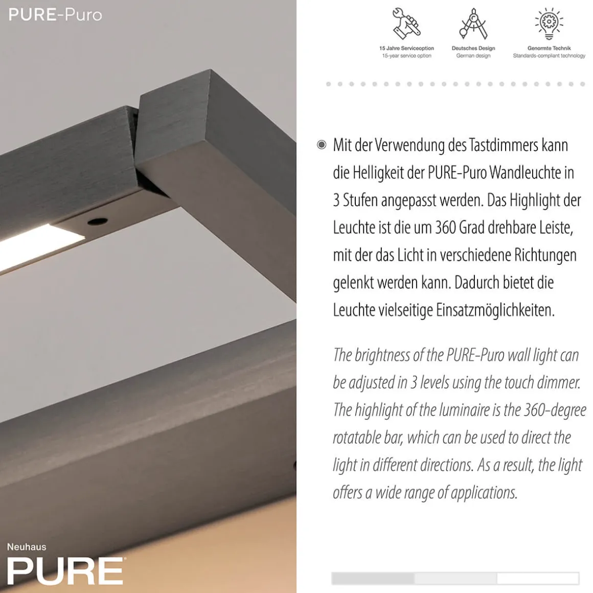 Neuhaus PURE by Paul Neuhaus PURE Puro LED Wandleuchte