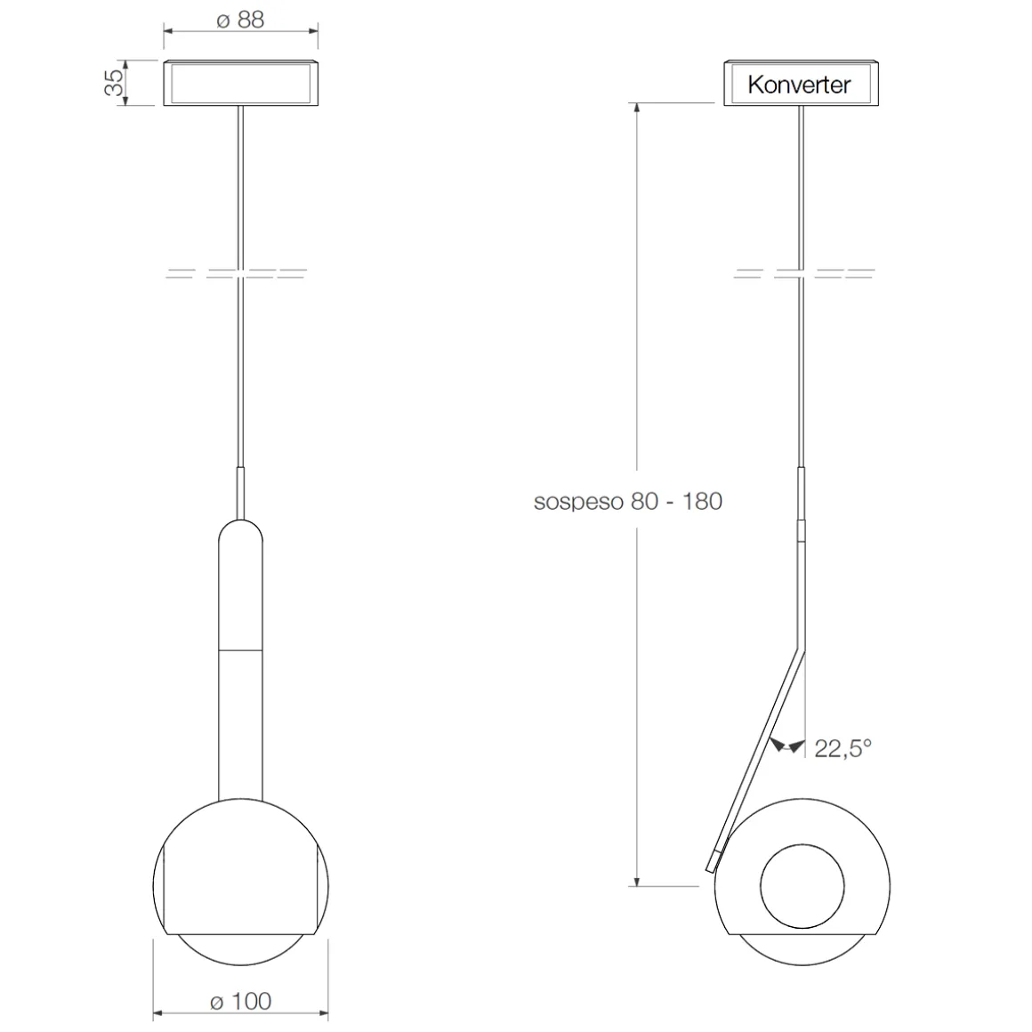 Occhio io 3d sospeso fix up C LED Pendelleuchte, 2700 K