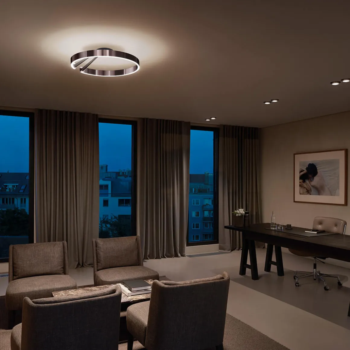 Occhio Mito aura 60 wide LED Wand- / Deckenleuchte, Base: schwarz matt