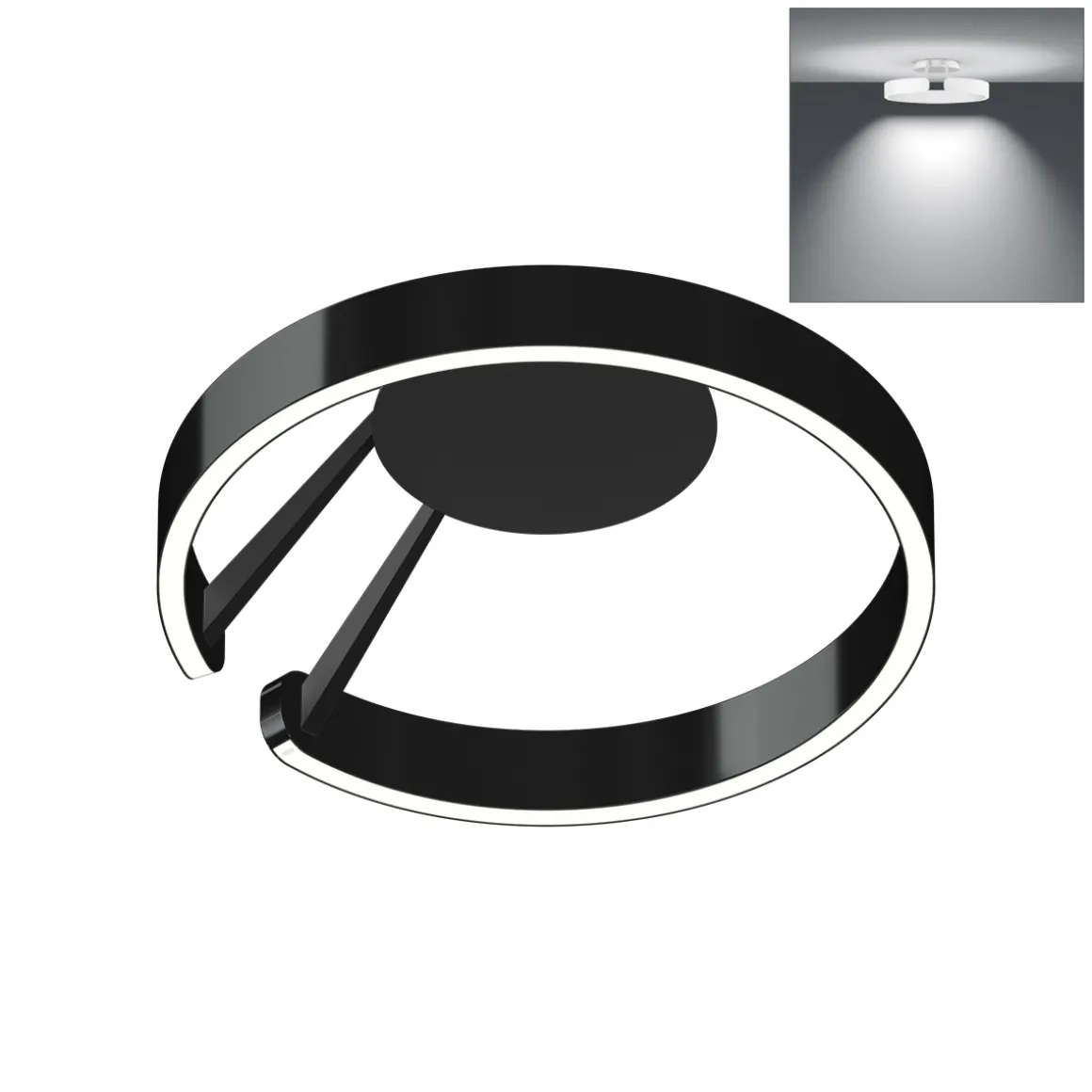 Occhio Mito aura 40 wide LED Wand- / Deckenleuchte, Base: schwarz matt