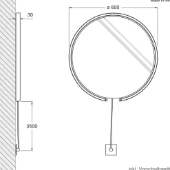 Occhio Mito sfera corda 60 wide Wand- / Spiegelleuchte, Spiegel getönt