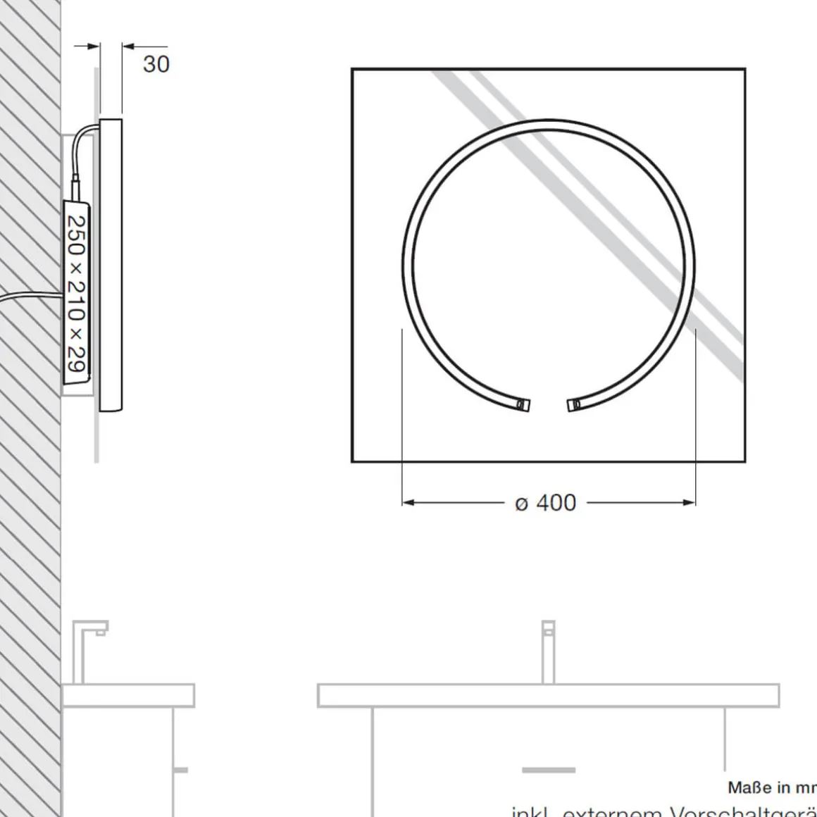 Occhio Mito sfera su 40 wide Spiegelleuchte