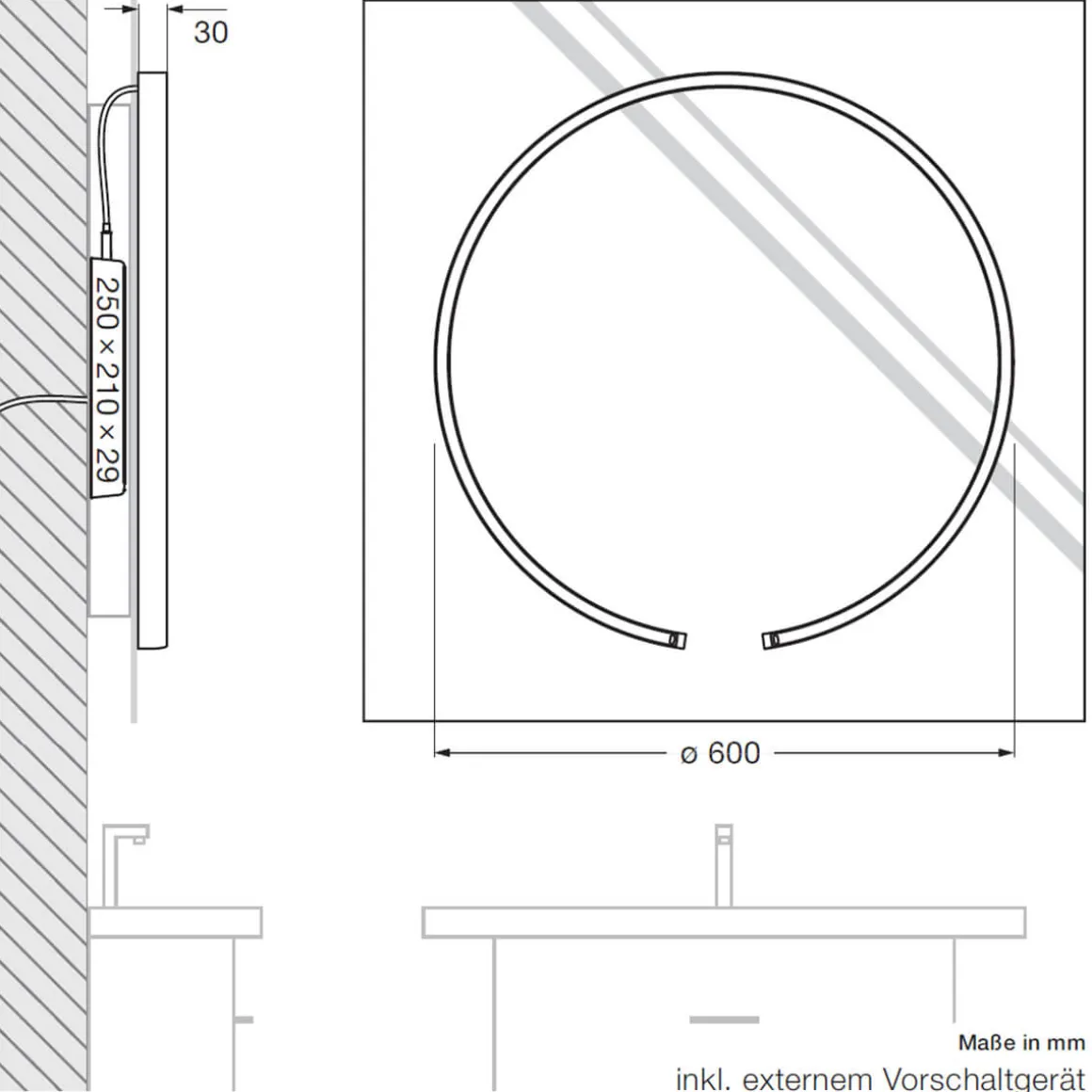 Occhio Mito sfera su 60 wide Spiegelleuchte