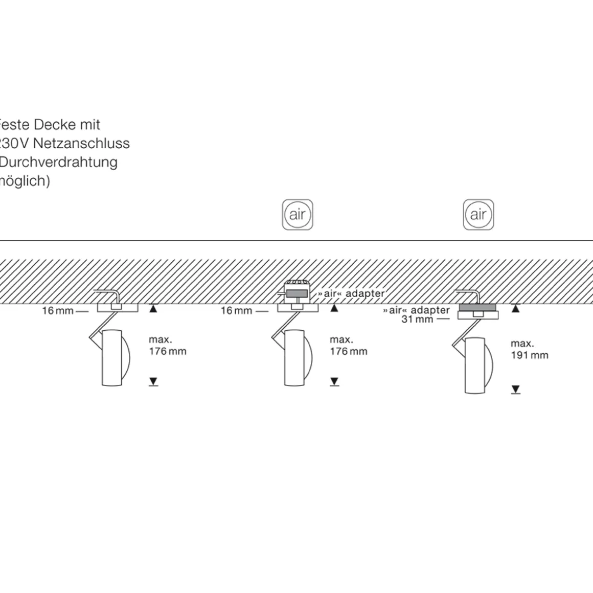 Occhio Piu alto 3d Volt C80 Deckenstrahler, 3000 K