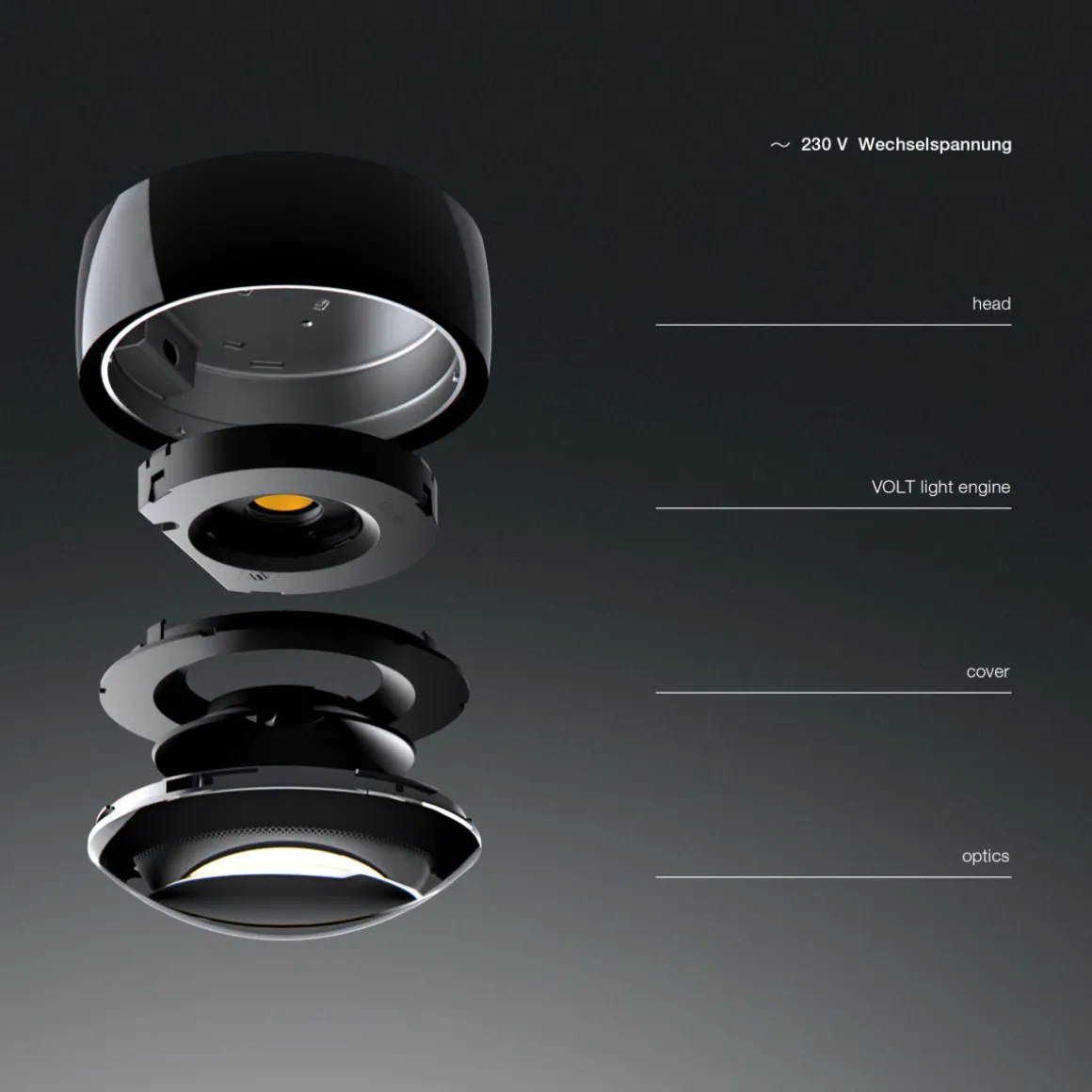 Occhio Piu alto 3d Volt S40 Deckenstrahler, 3000 K