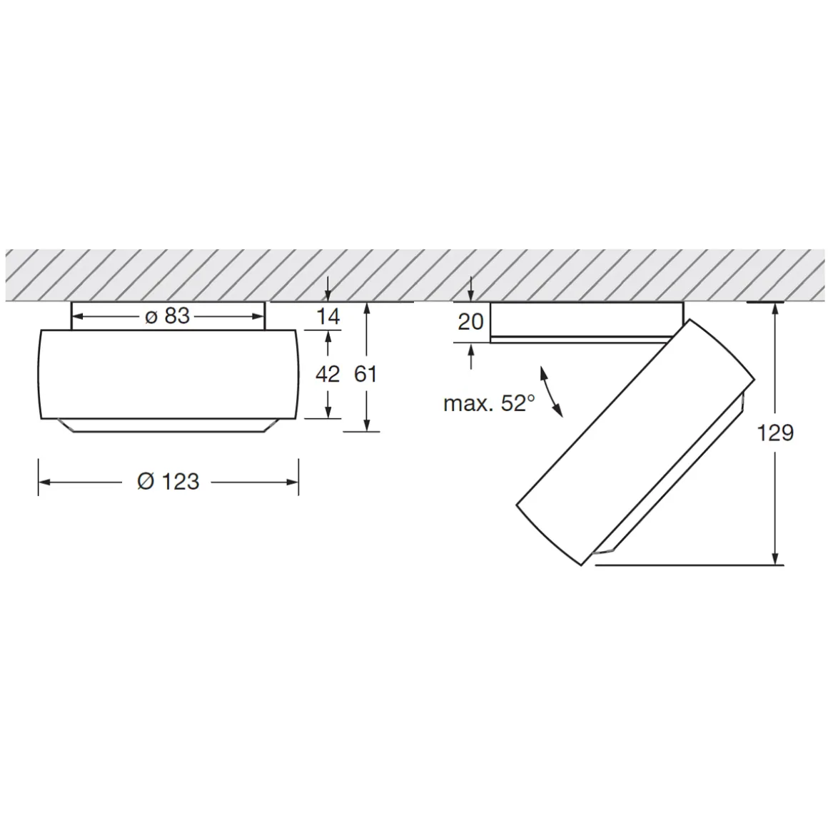 Occhio Piu R alto Volt S40 Deckenstrahler, 3000 K