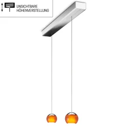 Oligo Balino LED Pendelleuchte, 2-flg., unsichtbare Höhenverstellung, Baldachin: Chrom