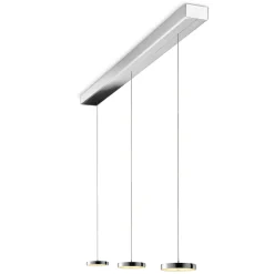 Oligo Decent LED Pendelleuchte, 3-flg., TW, unsichtbare Höhenverstellung, Baldachin: Chrom