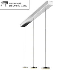 Oligo Decent LED Pendelleuchte, 3-flg., TW, unsichtbare Höhenverstellung, Baldachin: Chrom