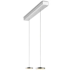 Oligo Decent LED Pendelleuchte, 2-flg., TW, unsichtbare Höhenverstellung, Baldachin: Alu gebürstet