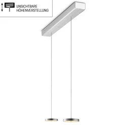 Oligo Decent LED Pendelleuchte, 2-flg., TW, unsichtbare Höhenverstellung, Baldachin: Alu gebürstet