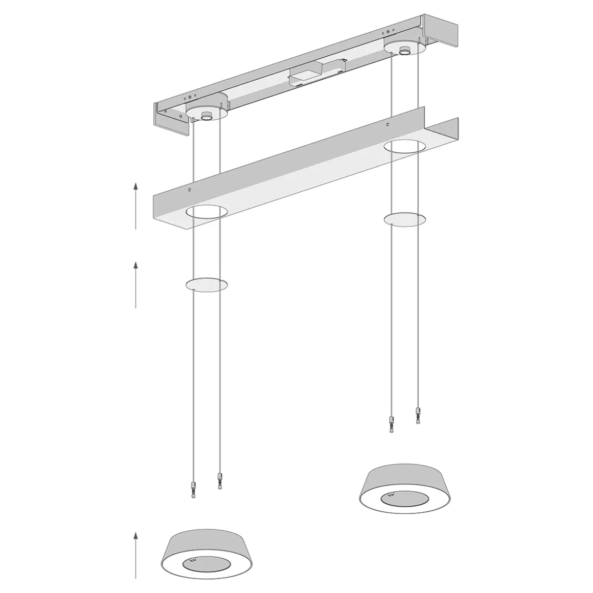 Oligo Glance LED Pendelleuchte, 2-flg., unsichtbare Höhenverstellung