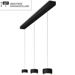 Oligo Grace LED Pendelleuchte, 3-flg., TW, unsichtbare Höhenverstellung, Baldachin: schwarz