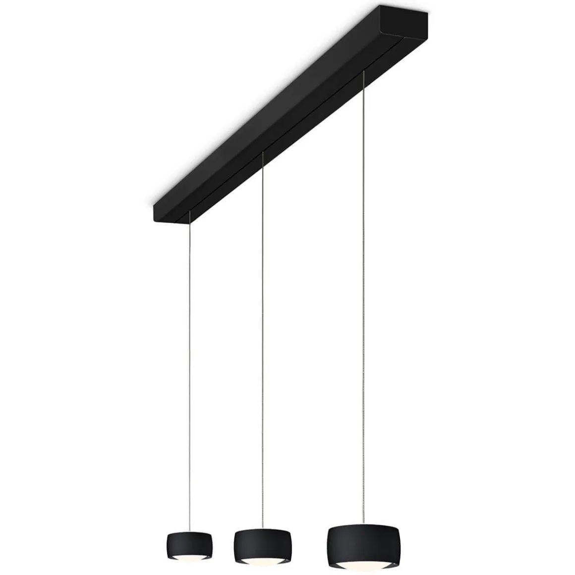 Oligo Grace LED Pendelleuchte, 3-flg., TW, unsichtbare Höhenverstellung, Baldachin: schwarz