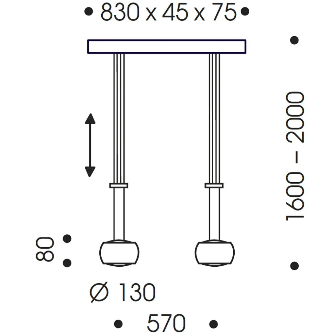 Oligo Grace LED Pendelleuchte, 2-flg., Tunable White