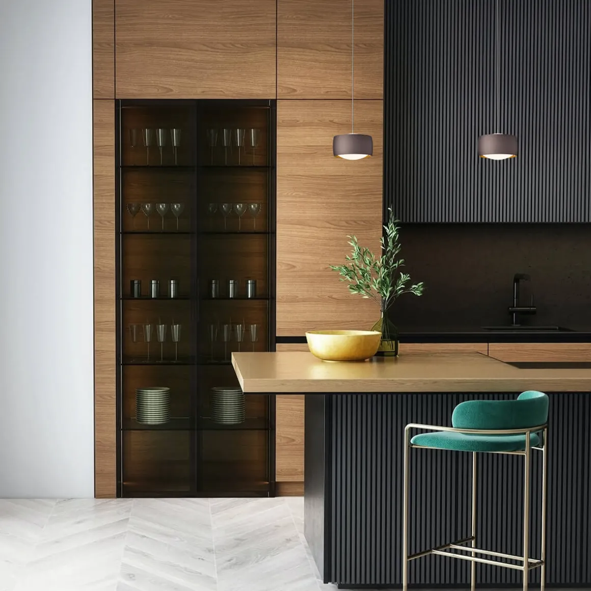 Oligo Grace LED Pendelleuchte, 2-flg., TW, unsichtbare Höhenverstellung, Baldachin: weiß matt