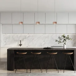 Oligo Grace LED Pendelleuchte, 3-flg., TW, unsichtbare Höhenverstellung, Baldachin: Alu gebürstet