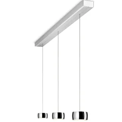 Oligo Grace LED Pendelleuchte, 3-flg., TW, unsichtbare Höhenverstellung, Baldachin: Alu gebürstet