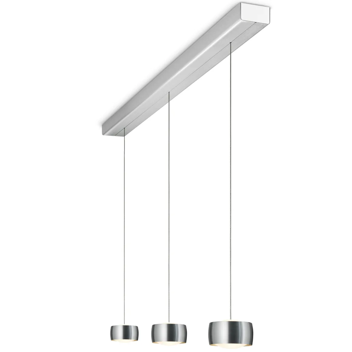 Oligo Grace LED Pendelleuchte, 3-flg., TW, unsichtbare Höhenverstellung, Baldachin: Alu gebürstet