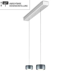 Oligo Grace LED Pendelleuchte, 2-flg., TW, unsichtbare Höhenverstellung, Baldachin: Alu gebürstet