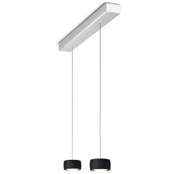 Oligo Grace LED Pendelleuchte, 2-flg., TW, unsichtbare Höhenverstellung, Baldachin: Alu gebürstet