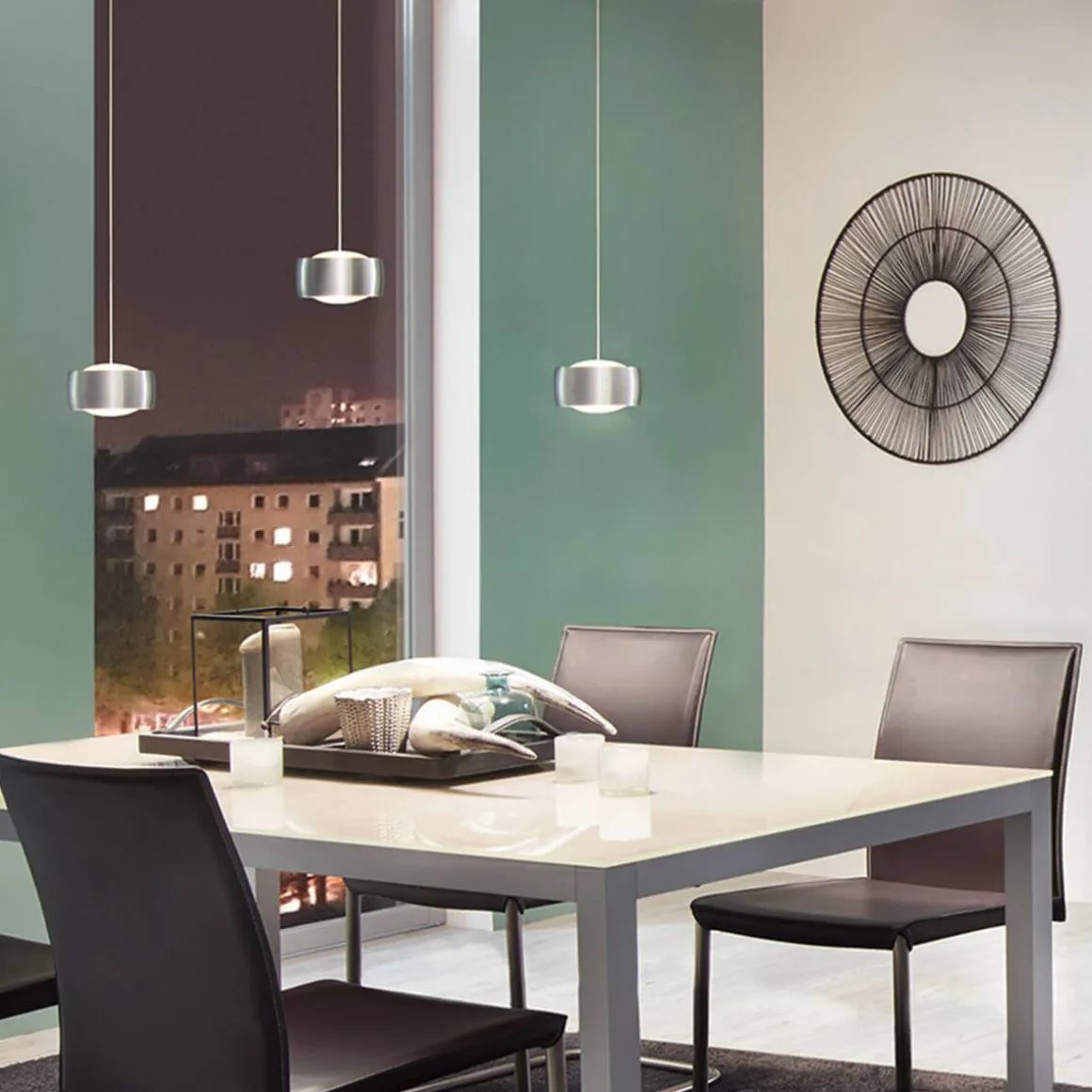 Oligo Grace LED Pendelleuchte, 3-flg., TW, unsichtbare Höhenverstellung, Baldachin: weiß