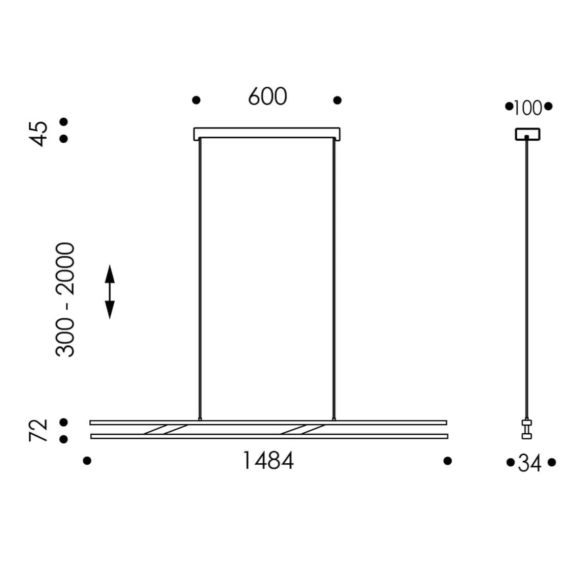 Oligo Linto LED Pendelleuchte, TW, unsichtbare Höhenverstellung
