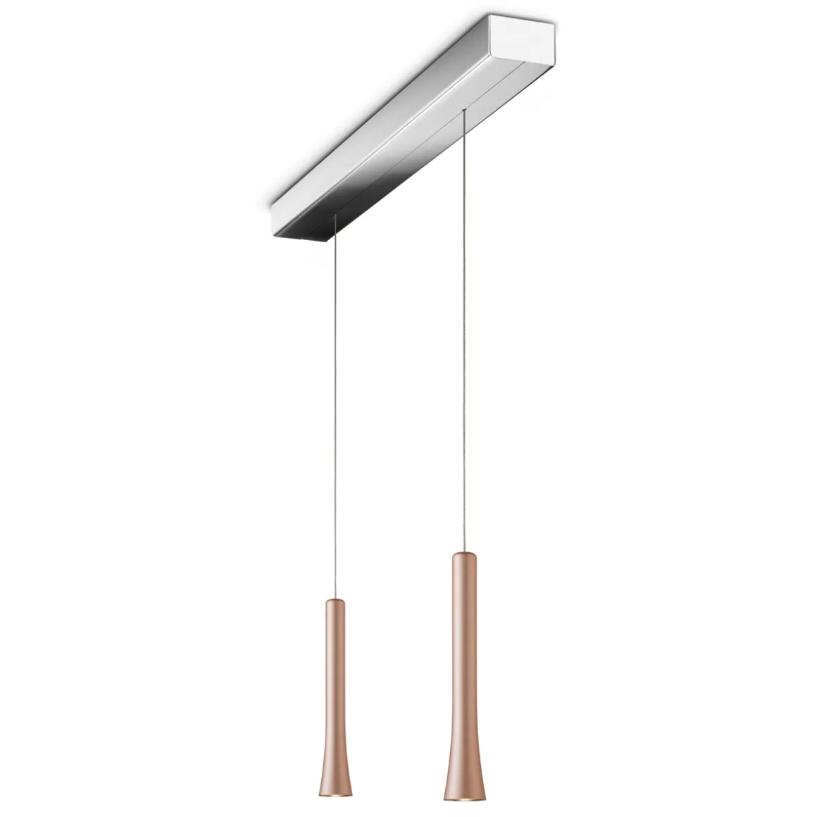 Oligo Rio LED Pendelleuchte, 2-flg., unsichtbare Höhenverstellung, Baldachin: Chrom