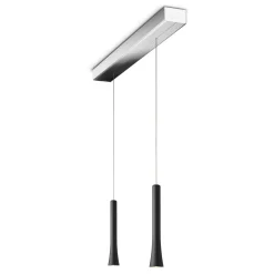 Oligo Rio LED Pendelleuchte, 2-flg., unsichtbare Höhenverstellung, Baldachin: Chrom