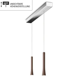 Oligo Rio LED Pendelleuchte, 2-flg., unsichtbare Höhenverstellung, Baldachin: Chrom