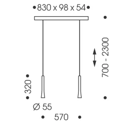 Oligo Rio LED Pendelleuchte, 2-flg., unsichtbare Höhenverstellung, Baldachin: Chrom