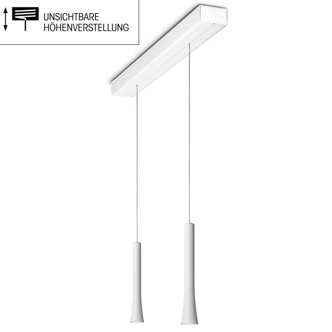 Oligo Rio LED Pendelleuchte, 2-flg., unsichtbare Höhenverstellung, Baldachin: weiß matt