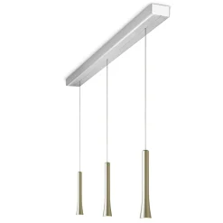 Oligo Rio LED Pendelleuchte, 3-flg., unsichtbare Höhenverstellung, Baldachin: Alu gebürstet