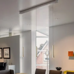 Oligo Rio LED Pendelleuchte, 3-flg., unsichtbare Höhenverstellung, Baldachin: Alu gebürstet