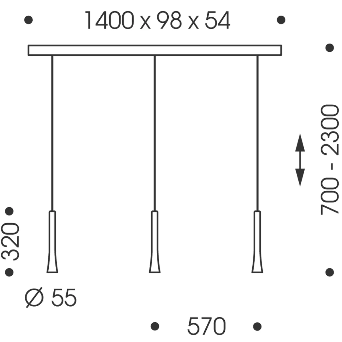 Oligo Rio LED Pendelleuchte, 3-flg., unsichtbare Höhenverstellung, Baldachin: weiß matt