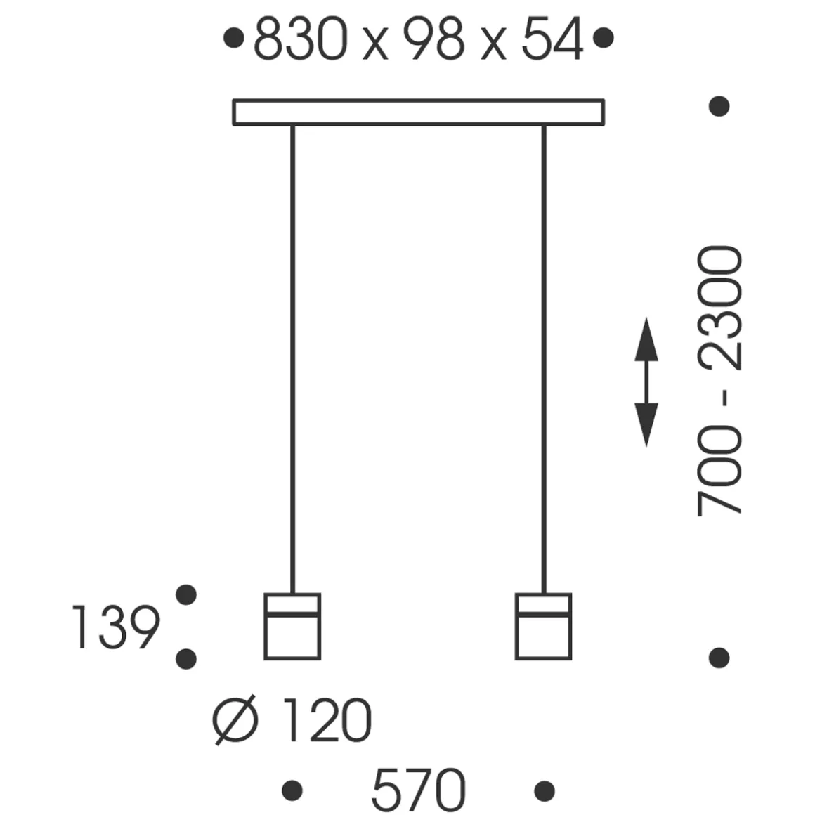 Oligo Tudor M LED Pendelleuchte, 2-flg., TW, unsichtbare Höhenverstellung, Baldachin: Alu gebürstet