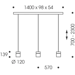 Oligo Tudor M LED Pendelleuchte, 3-flg., TW, unsichtbare Höhenverstellung, Baldachin: weiß matt